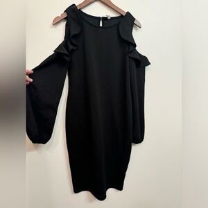 Pink Blush Maternity Medium Black Cold Shoulder Dress